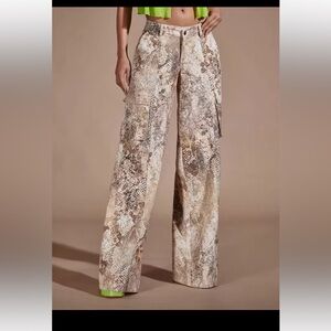 SHEIN Cream and Brown Wide Leg Jumpsuit